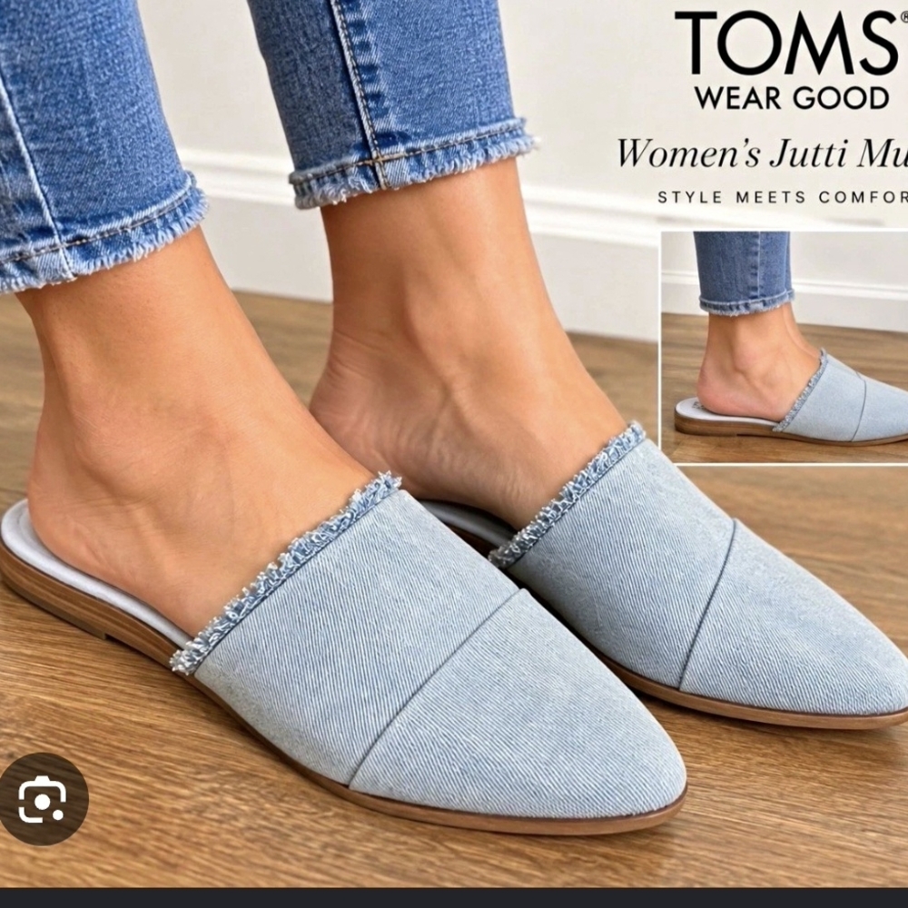 TOMS Light Blue Denim Slip-On Jutti Mules